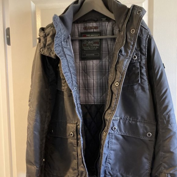 Men's Projek Raw Jacket with Hoodie Dark Grey Medium - Picture 1 of 6